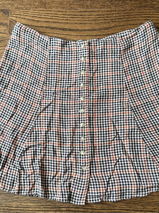 American Eagle Outfitters Dresses & Skirts - American Eagle Outfitters Black & Orange Plaid Button-Front Mini Skirt